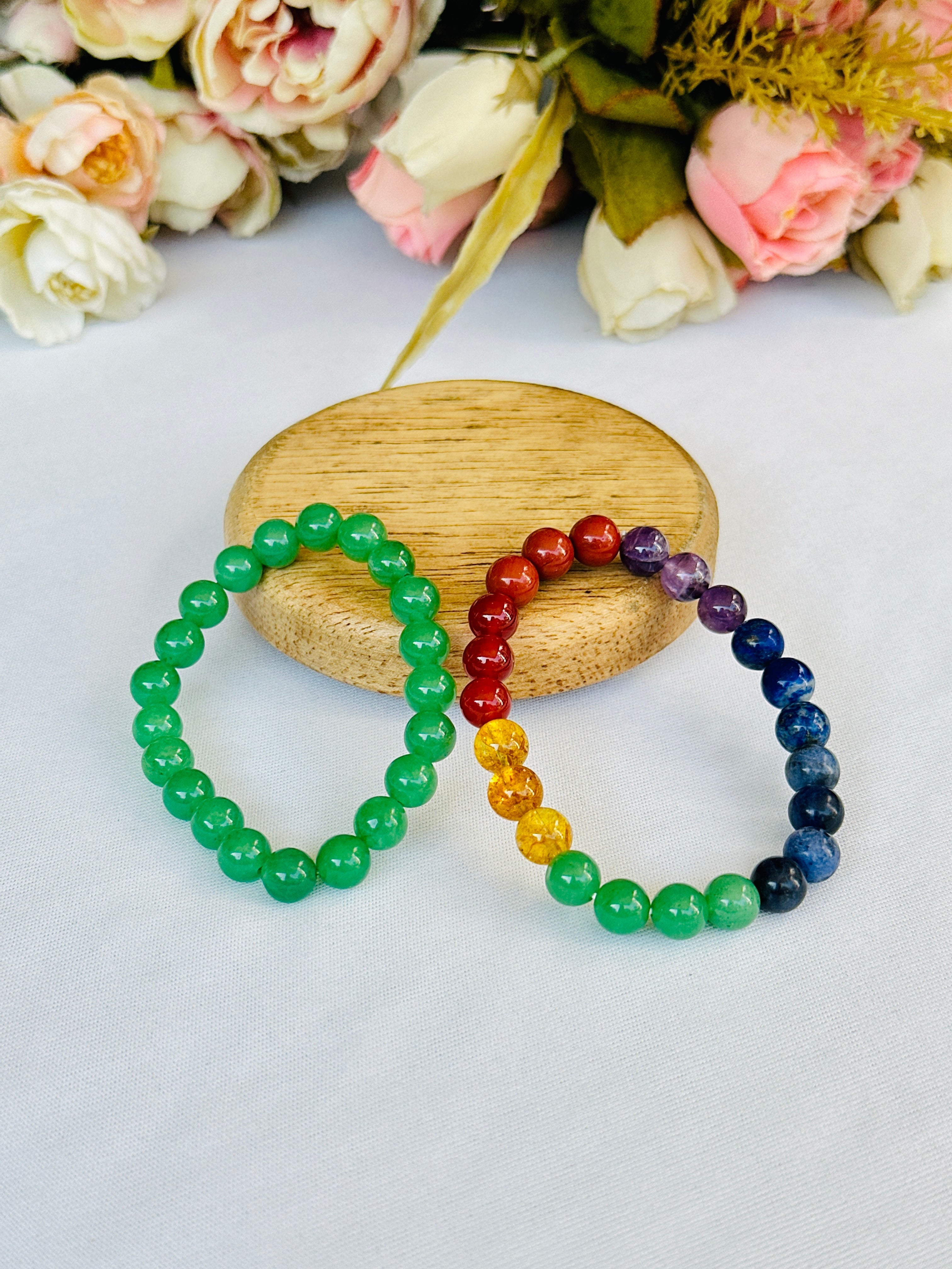 Obstacle Removal: Green Aventurine & Seven Chakra Bracelet - Abhimantrit & Certified